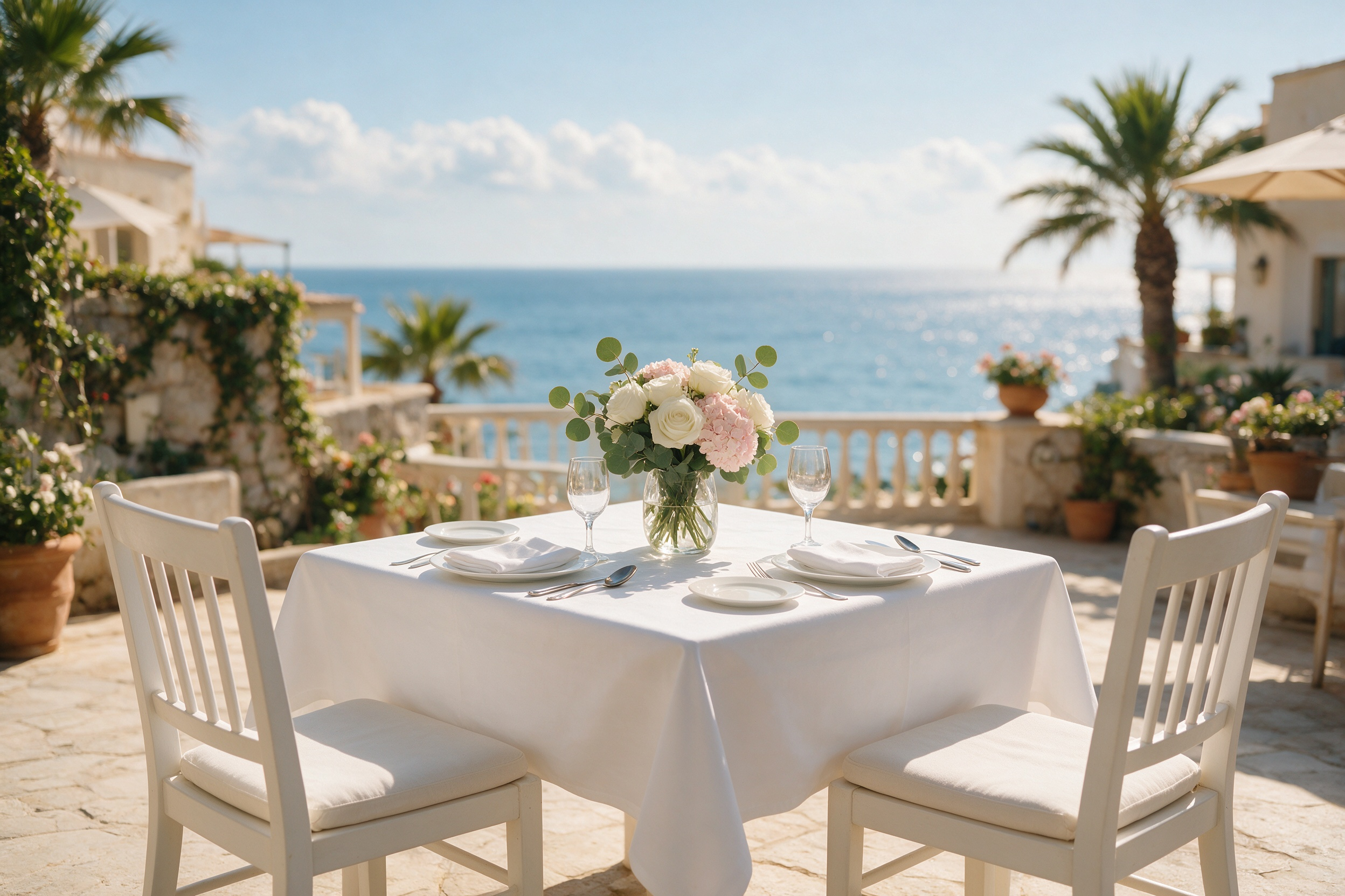 Terraza con vistas al mar de El Saladero en Caleta de Vélez